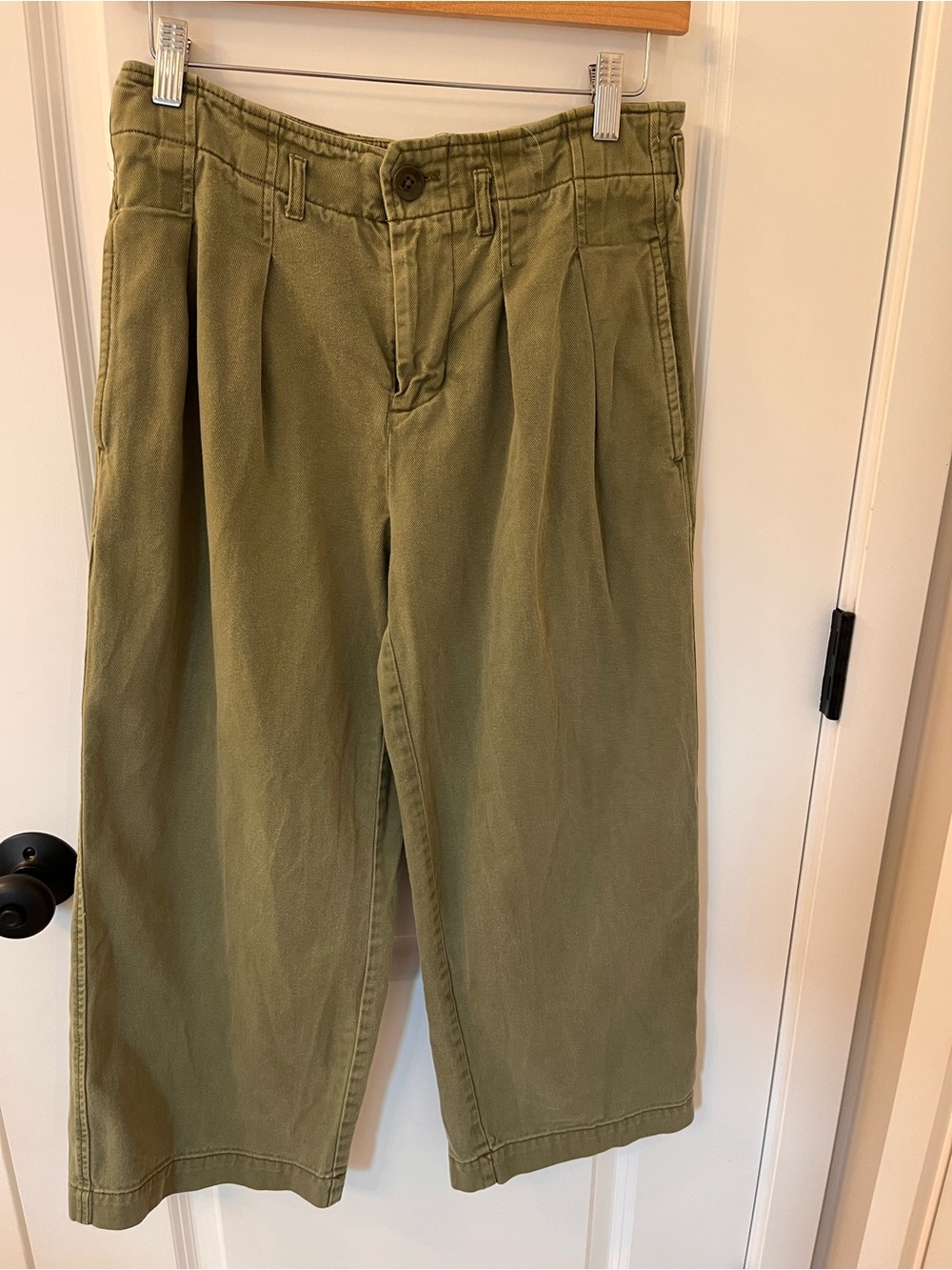 Anthropologie Olive Green Pleated Chinos